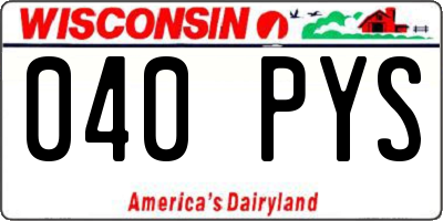 WI license plate 040PYS
