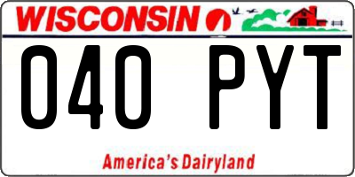 WI license plate 040PYT