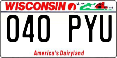 WI license plate 040PYU