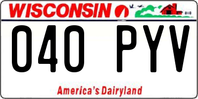 WI license plate 040PYV