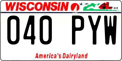 WI license plate 040PYW