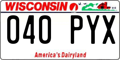 WI license plate 040PYX