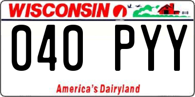 WI license plate 040PYY