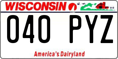 WI license plate 040PYZ