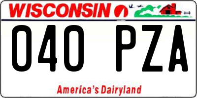 WI license plate 040PZA