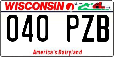 WI license plate 040PZB