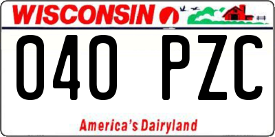 WI license plate 040PZC
