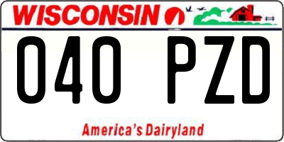 WI license plate 040PZD