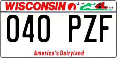 WI license plate 040PZF