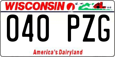 WI license plate 040PZG