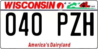 WI license plate 040PZH