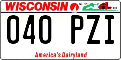 WI license plate 040PZI