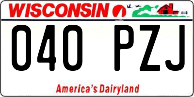 WI license plate 040PZJ