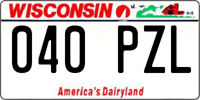 WI license plate 040PZL