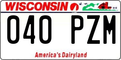 WI license plate 040PZM