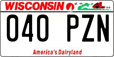 WI license plate 040PZN
