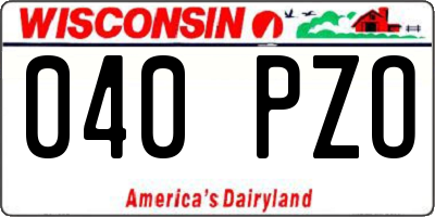 WI license plate 040PZO