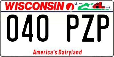 WI license plate 040PZP