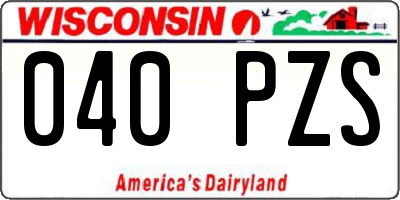 WI license plate 040PZS