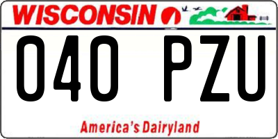 WI license plate 040PZU