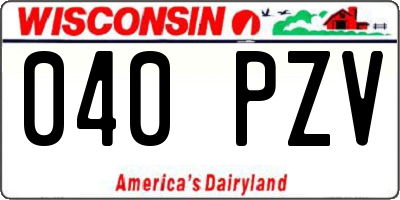 WI license plate 040PZV