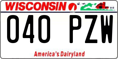 WI license plate 040PZW