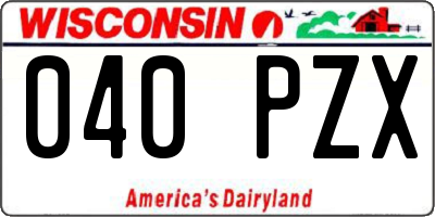 WI license plate 040PZX