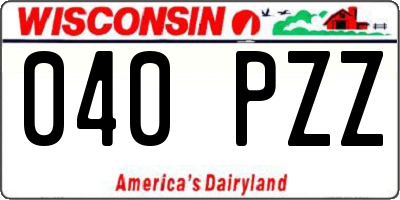 WI license plate 040PZZ