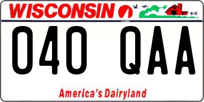 WI license plate 040QAA