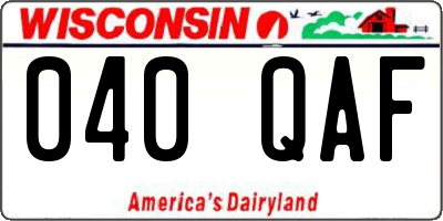 WI license plate 040QAF