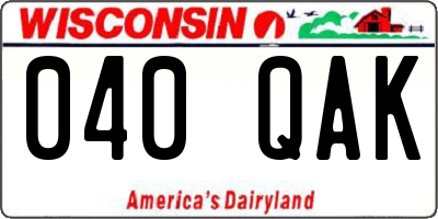 WI license plate 040QAK