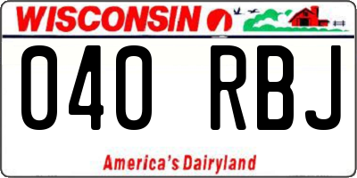 WI license plate 040RBJ