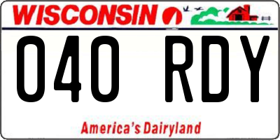 WI license plate 040RDY