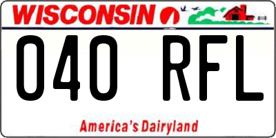 WI license plate 040RFL