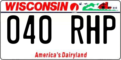 WI license plate 040RHP