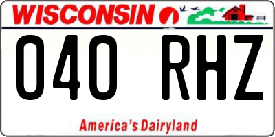 WI license plate 040RHZ