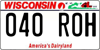 WI license plate 040ROH
