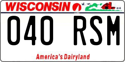 WI license plate 040RSM