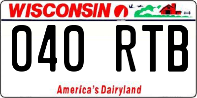 WI license plate 040RTB