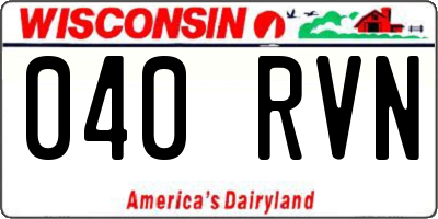 WI license plate 040RVN
