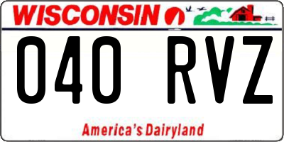 WI license plate 040RVZ