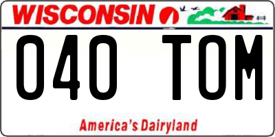 WI license plate 040TOM