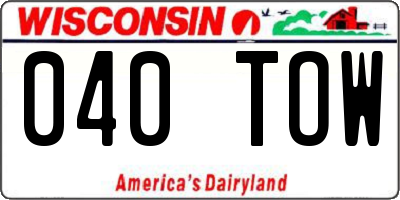 WI license plate 040TOW