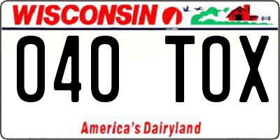 WI license plate 040TOX