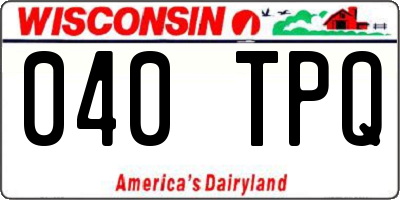 WI license plate 040TPQ