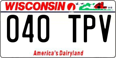 WI license plate 040TPV
