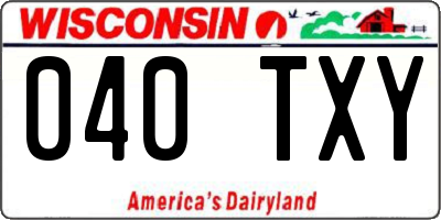 WI license plate 040TXY