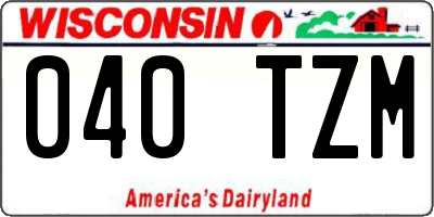 WI license plate 040TZM