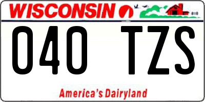 WI license plate 040TZS