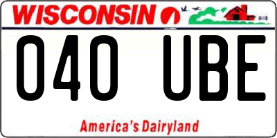 WI license plate 040UBE